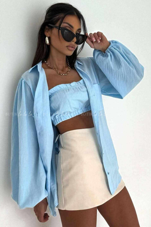 Komplet niebieski koszula z topem 6