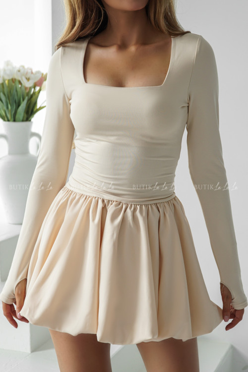 Sukienka mini bombka kremowa Marine
