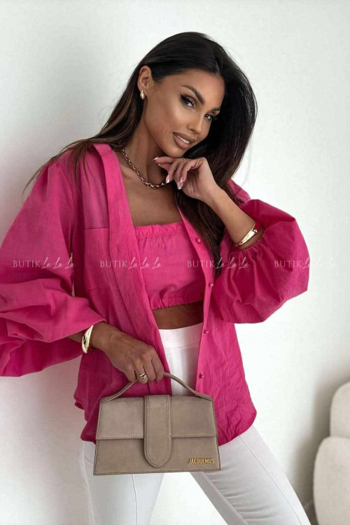 Komplet różowa koszula z topem 3