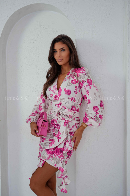 Sukienka mini marszczona w kwiatowy print Molly 1