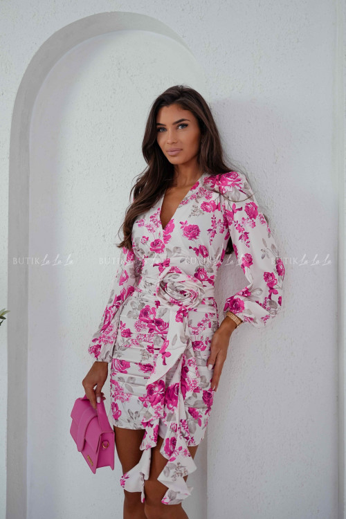 Sukienka mini marszczona w kwiatowy print Molly 3