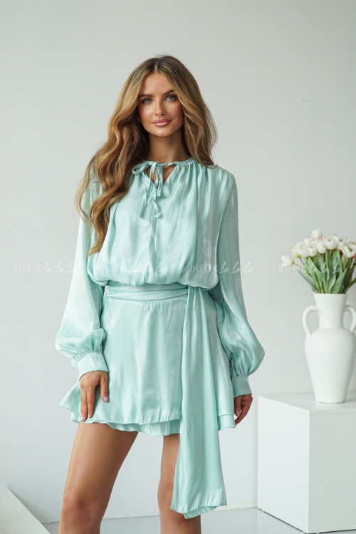 Sukienka mini połyskująca miętowa Milla 3