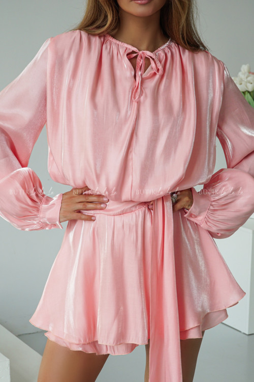 Sukienka mini połyskująca różowa Milla