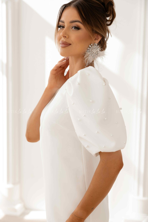 Sukienka mini z perełkami biała Masha