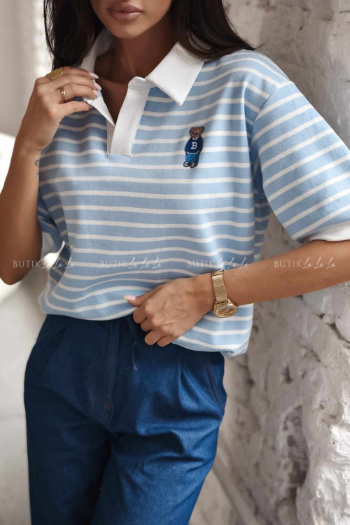 Bluzka błękitna w paski Teddy 2