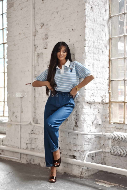 Bluzka błękitna w paski Teddy 3