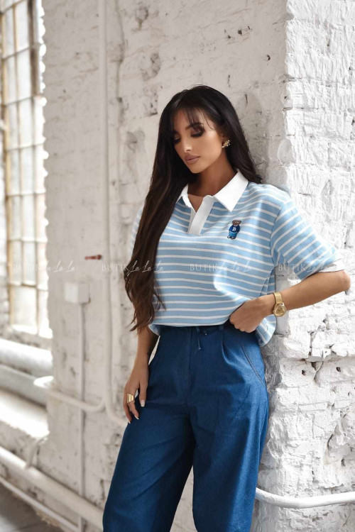 Bluzka błękitna w paski Teddy 4