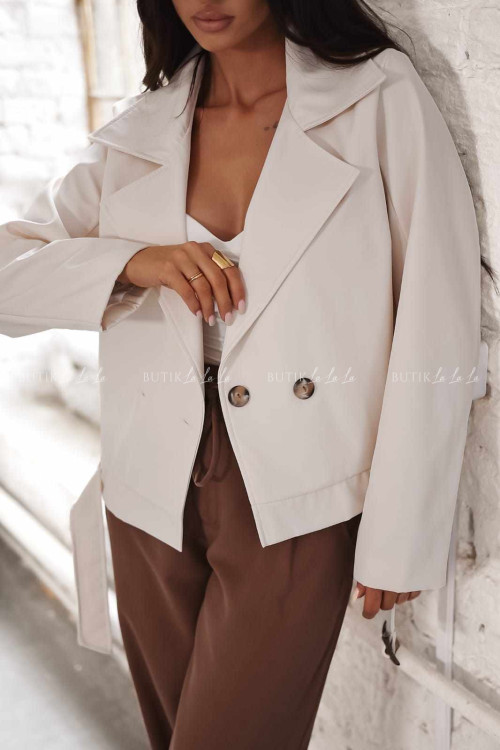 Krótki trencz kremowy Pariss