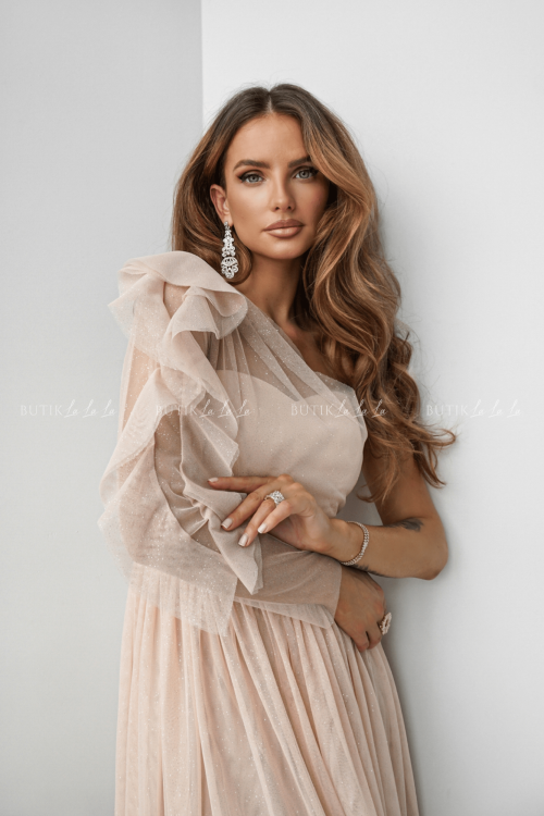 Sukienka tiulowa beżowa Perlas PREMIUM 1