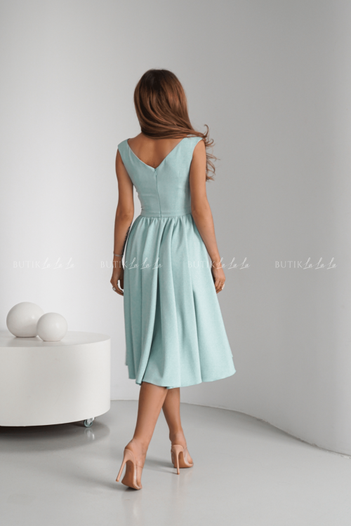 Sukienka pistacjowa Lesandra PREMIUM 2