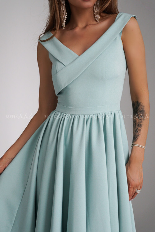 Sukienka pistacjowa Lesandra PREMIUM 6