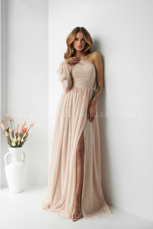 Sukienka tiulowa beżowa Perlas PREMIUM 7