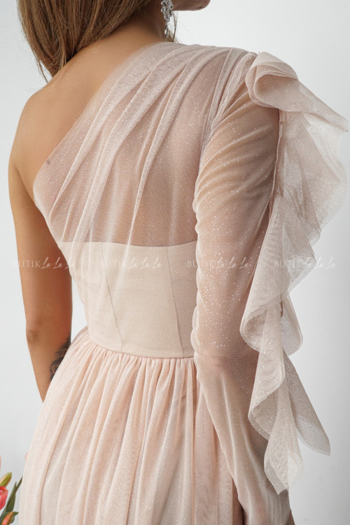 Sukienka tiulowa beżowa Perlas PREMIUM 9