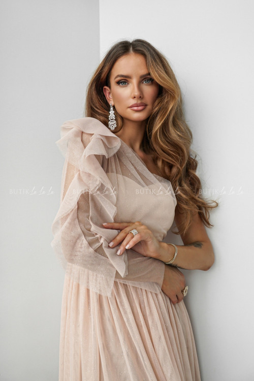 Sukienka tiulowa beżowa Perlas PREMIUM 10