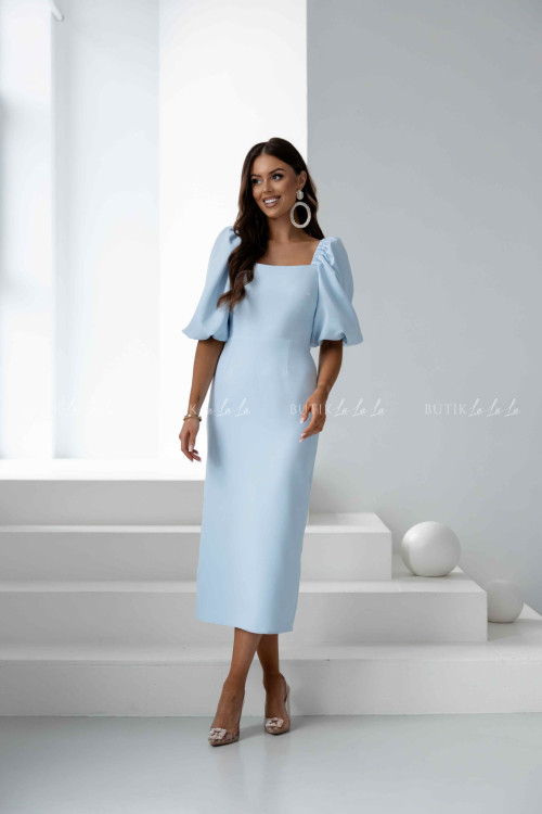 Sukienka midi błękitna z bufiastymi rękawami Filharmony 1