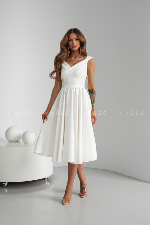 Sukienka biała Lesandra PREMIUM 4