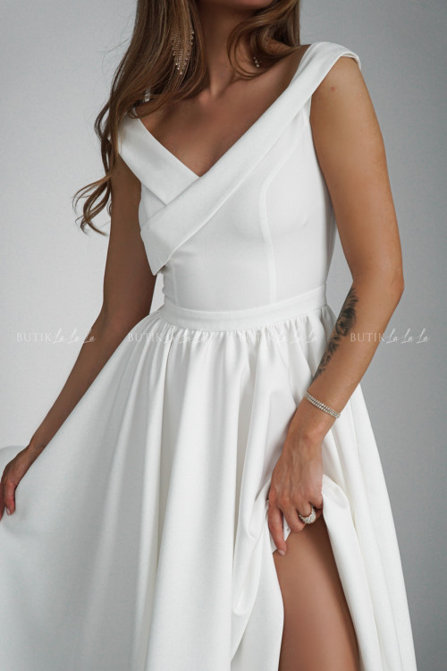 Sukienka biała Lesandra PREMIUM