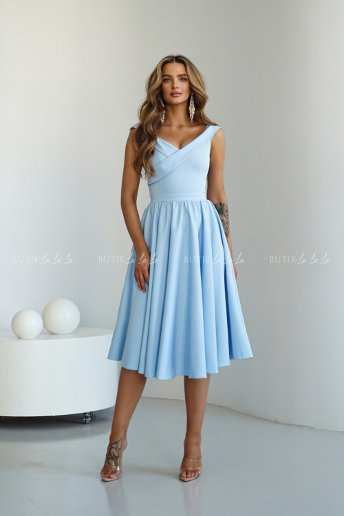 Sukienka błękitna Lesandra PREMIUM 4