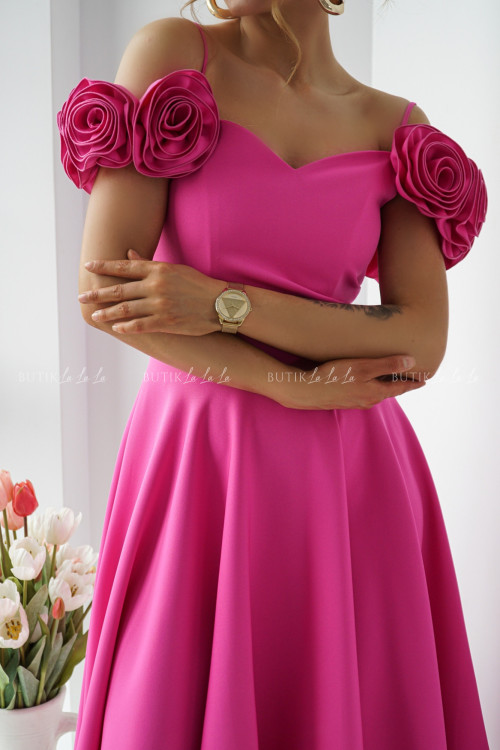 Sukienka midi fuksja Flower