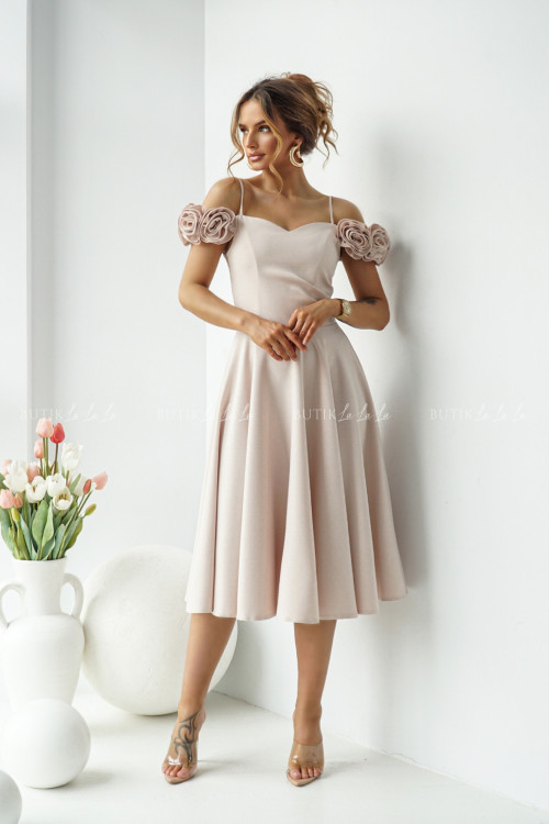 Sukienka midi beżowa Flower 1