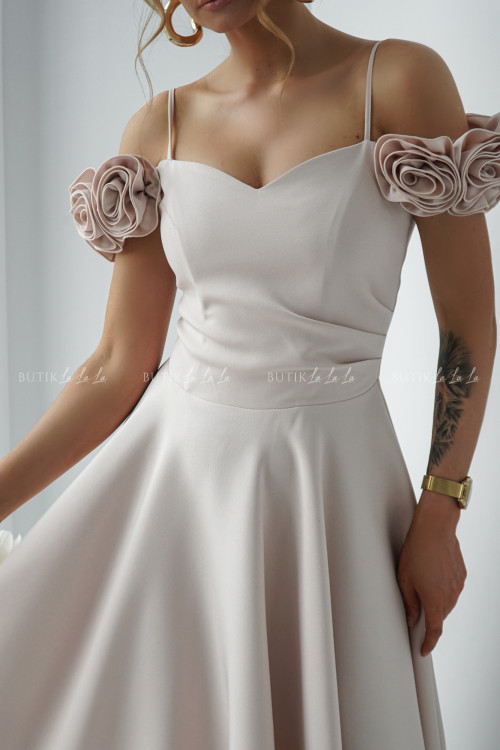 Sukienka midi beżowa Flower