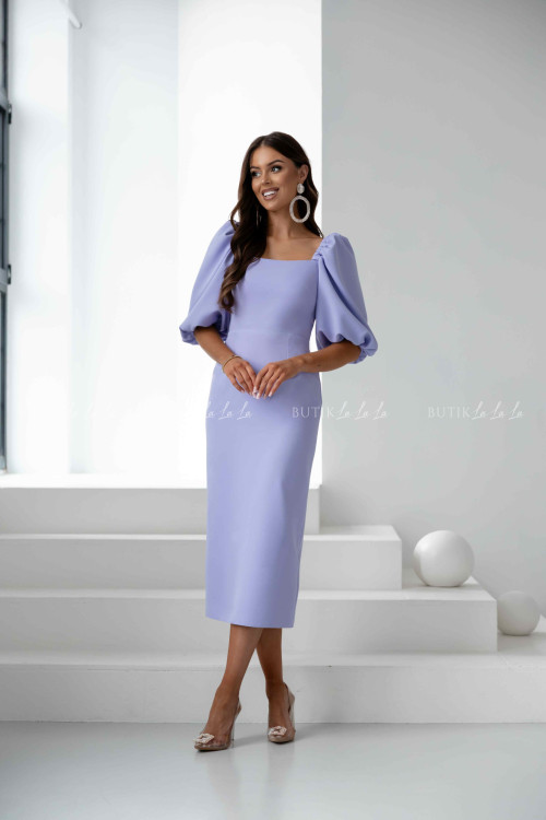 Sukienka midi z bufiastymi rękawami lawendowa Filharmony 1