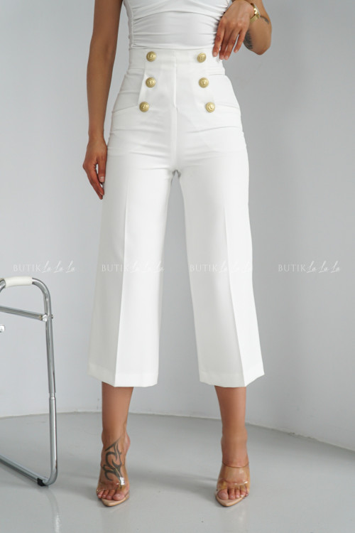 Spodnie o krótszym kroju białe Kulim