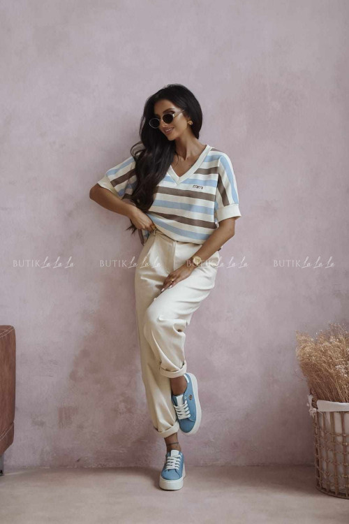 Bluzka na krótki rękaw w paski Nimi 1