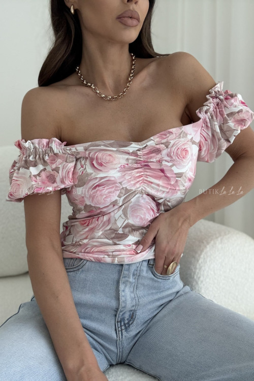 Bluzka biała w kwiatowy print Merlie