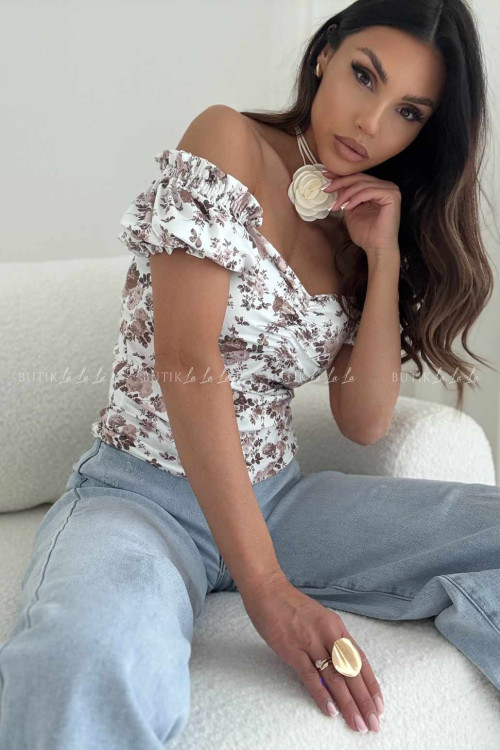 Bluzka biała w kwiatowy print Merlie 2