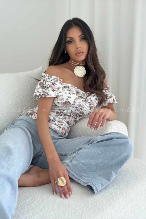 Bluzka biała w kwiatowy print Merlie 3