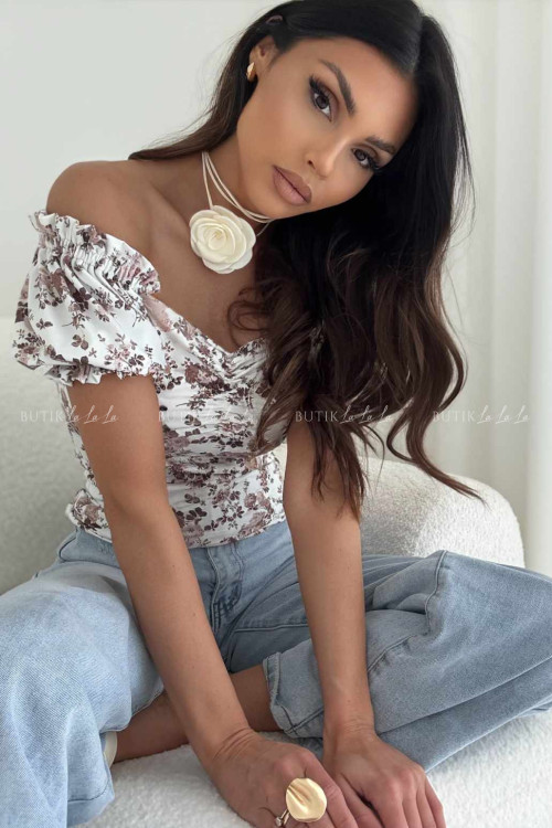 Bluzka biała w kwiatowy print Merlie 4