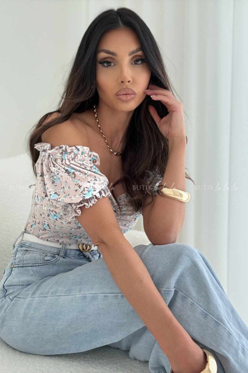 Bluzka beżowa w kwiatowy print Merlie 3