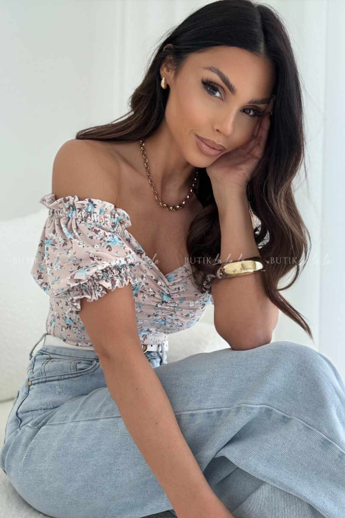 Bluzka beżowa w kwiatowy print Merlie 5