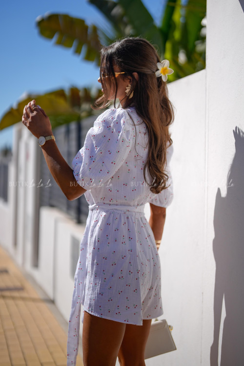 Kombinezon muślinowy biały w wisienki Blancha 4