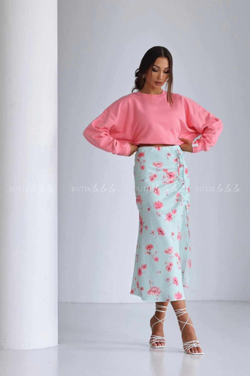 Spódnica błękitna w kwiatowy print Berenika 1