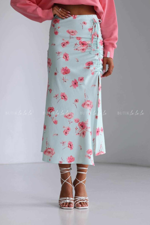 Spódnica błękitna w kwiatowy print Berenika 2