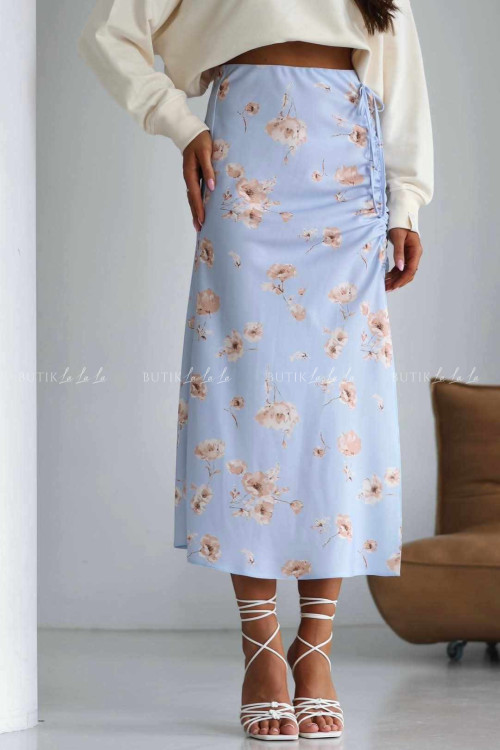 Spódnica niebieska w kwiatowy print Berenika