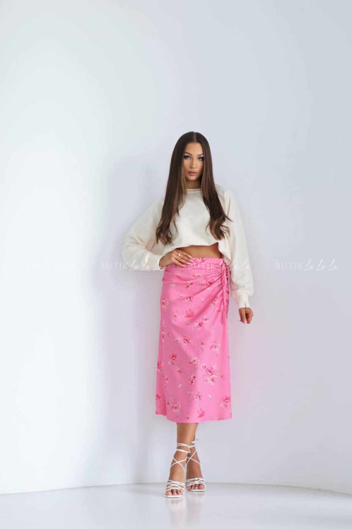Spódnica różowa w kwiatowy print Berenika 2