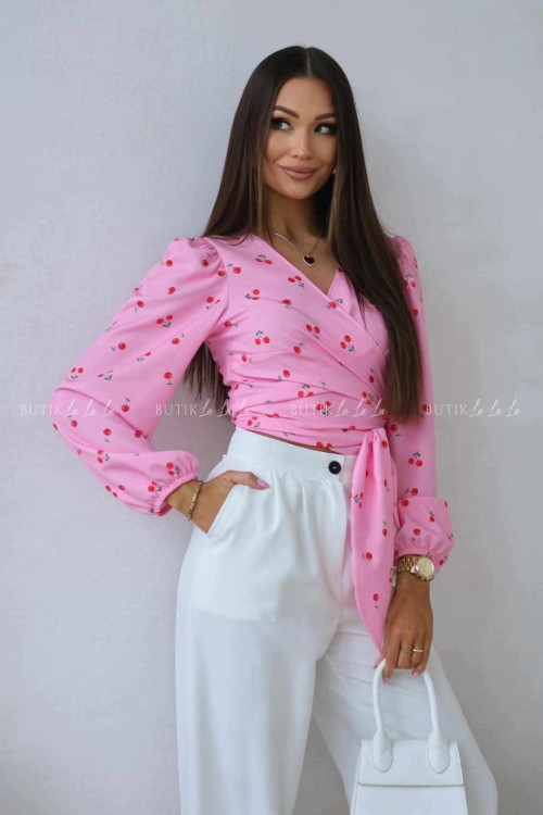 Bluzka różowa w wisienki Cherry