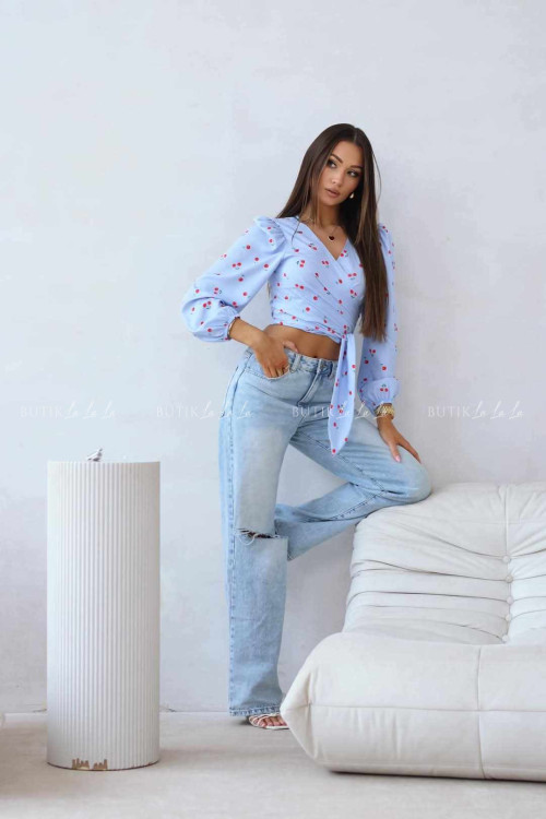 Bluzka niebieska w wisienki Cherry 1