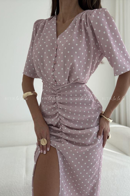 Sukienka pudrowa w groszki Menloe 3