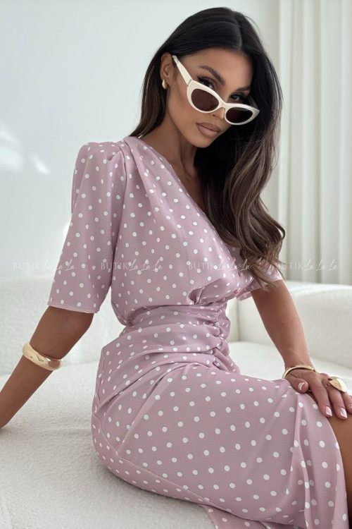 Sukienka pudrowa w groszki Menloe 4