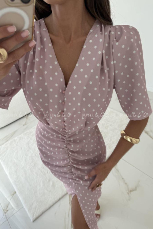 Sukienka pudrowa w groszki Menloe 6