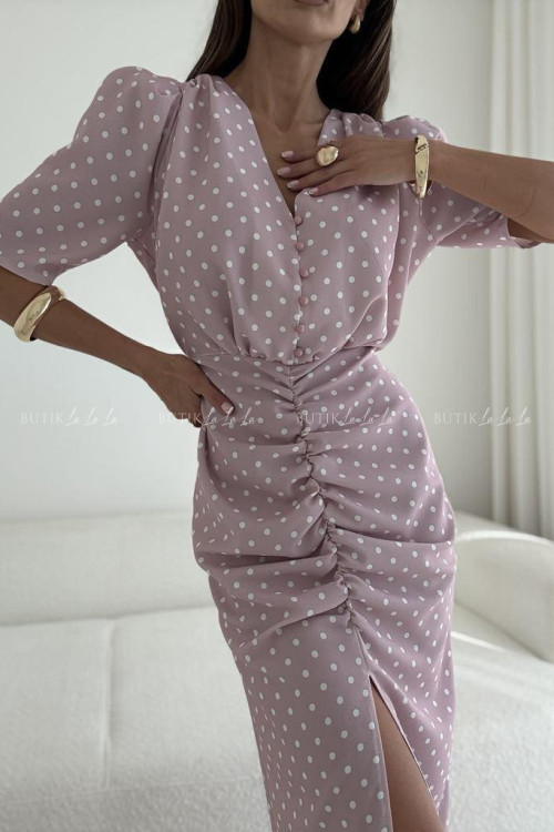 Sukienka pudrowa w groszki Menloe 7