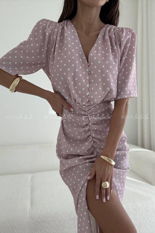 Sukienka pudrowa w groszki Menloe