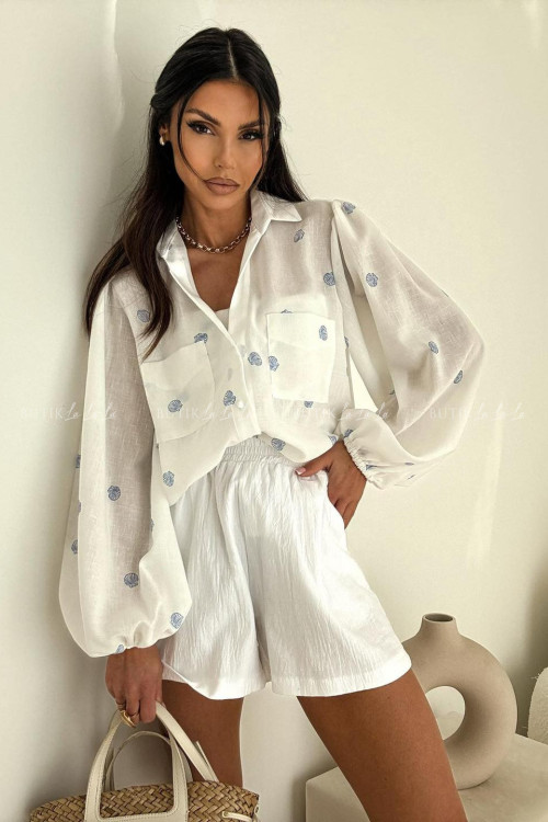 Koszula biała w niebieski print Meggie 3