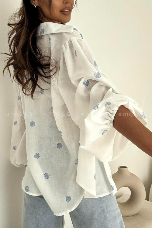 Koszula biała w niebieski print Meggie 5