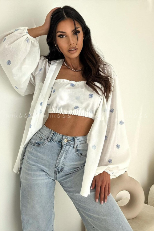 Koszula biała w niebieski print Meggie 8