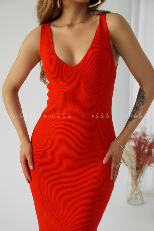 Sukienka prążkowana czerwona Driss